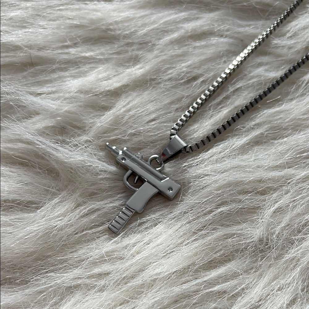 Elegant Silver Pistol Necklace